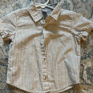 Beige & white button up, size 12-18 months